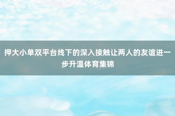 押大小单双平台线下的深入接触让两人的友谊进一步升温体育集锦