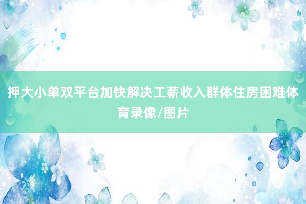 押大小单双平台加快解决工薪收入群体住房困难体育录像/图片