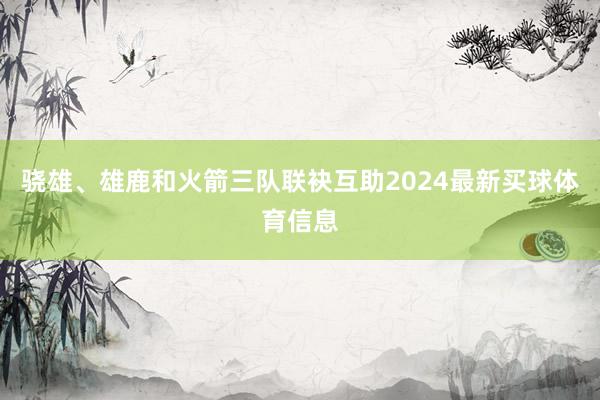 骁雄、雄鹿和火箭三队联袂互助2024最新买球体育信息