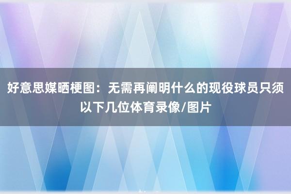 好意思媒晒梗图：无需再阐明什么的现役球员只须以下几位体育录像/图片