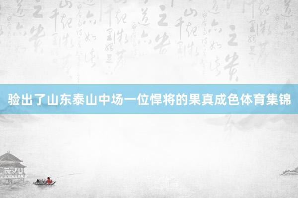 验出了山东泰山中场一位悍将的果真成色体育集锦