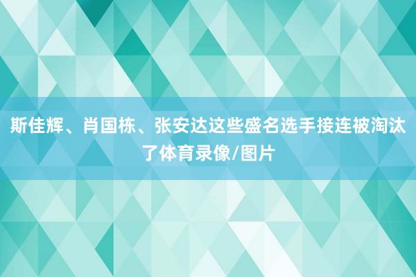 斯佳辉、肖国栋、张安达这些盛名选手接连被淘汰了体育录像/图片